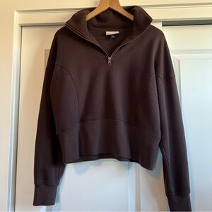 Universal Thread Women's Brown Quarter-Zip Crop Sweatshirt Size XL